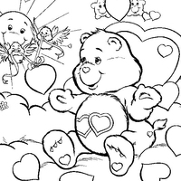 Desenho de Ursinho Amor-sem-fim e coraçõezinhos para colorir