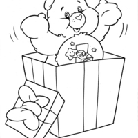 Desenho de Ursinho Desejo na caixa de presentes para colorir