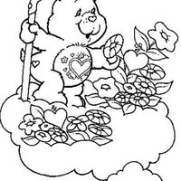Desenho de Ursinho do Meu Coração cuidando do jardim para colorir