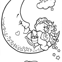 Desenho de Ursinho Feliz na nuvem para colorir