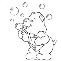 Desenho de Ursinho Perseverança fazendo bolhas de sabão para colorir