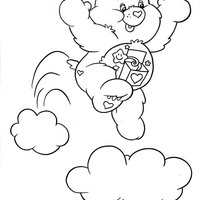 Desenho de Ursinho Presente pulando nuvens para colorir