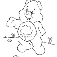 Desenho de Ursinho Resmungão no jardim para colorir
