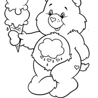 Desenho de Ursinho Resmungão tomando sorvete para colorir