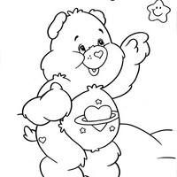 Desenho de Ursinho Carinhoso brincando com estrelinha para colorir
