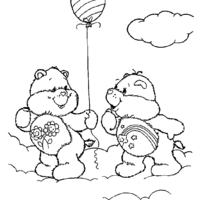 Desenho de Ursinhos Carinhosos brincando com balão para colorir