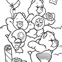 Desenho de Ursinhos Carinhosos brincando nas nuvens para colorir