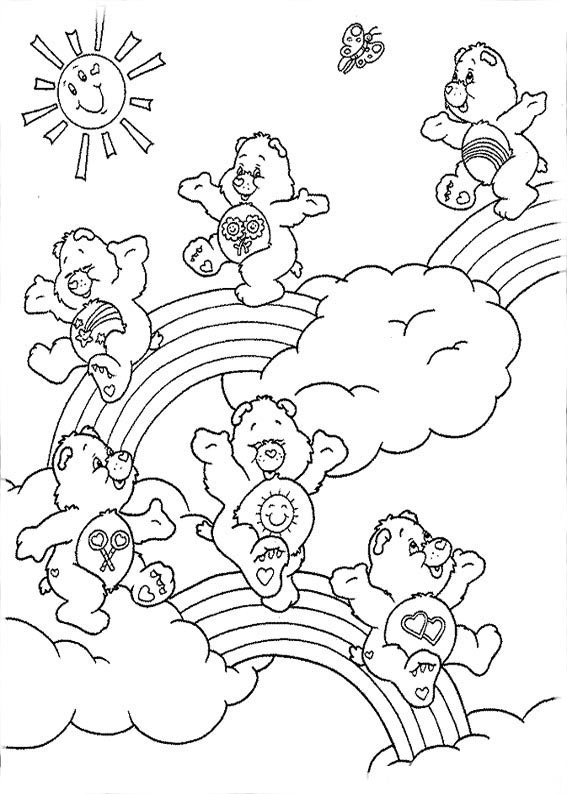 Ursinhos carinhosos brincando no arco iris