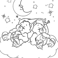 Desenho de Ursinhos Carinhosos dormindo juntos para colorir
