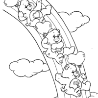 Desenho de Ursinhos Carinhosos e arco-íris para colorir