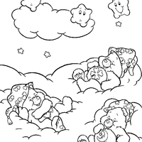 Desenho de Ursinhos Carinhosos dormindo na nuvem de algodão para colorir