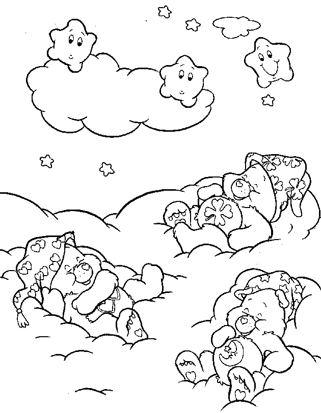 Ursinhos carinhosos dormindo na nuvem de algodao