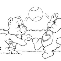 Desenho de Ursinhos Carinhosos jogando bola para colorir