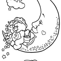 Desenho de Ursinhos Carinhosos na lua para colorir