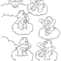 Desenho de Ursinhos Carinhosos nas nuvens para colorir