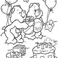 Desenho de Ursinhos Carinhosos na festa de aniversário para colorir