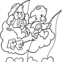 Desenho de Ursinhos Carinhosos pescando corações para colorir
