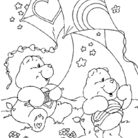 Desenho de Ursinhos Carinhosos soltando pipa para colorir