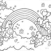 Desenho de Ursinhos Carinhosos se divertindo nas nuvens para colorir