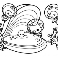 Desenho de Octonautas encontrando pérola na concha para colorir