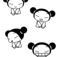 Desenho de Faces de Pucca para colorir