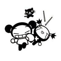 Desenho de Pucca batendo em Garu para colorir