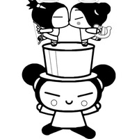 Desenho de Pucca com cartola para colorir