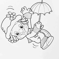 Desenho de Patati com guarda-chuva para colorir