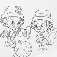 Desenho de Patati e Patatá jogando futebol para colorir