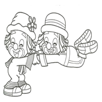 Desenho de Patati e Patatá brincando juntos para colorir