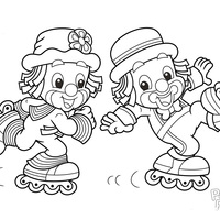 Desenho de Patati e Patatá de patins para colorir