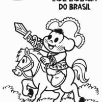 Desenho de Cascão imitando Dom Pedro para colorir