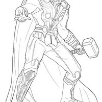 Desenho de Thor em ação para colorir