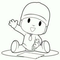 Desenho de Pocoyo desenhando para colorir