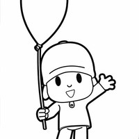 Desenho de Pocoyo e bola de soprar para colorir