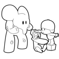 Desenho de Pocoyo e Elly para colorir