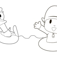 Desenho de Pocoyo e Pato para colorir