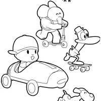 Desenho de Pocoyo e seus amigos para colorir