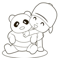 Desenho de Pocoyo e ursinho para colorir