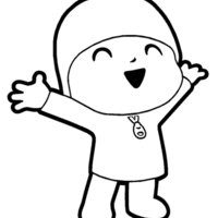 Desenho de Pocoyo feliz para colorir