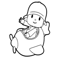 Desenho de Pocoyo no avião para colorir