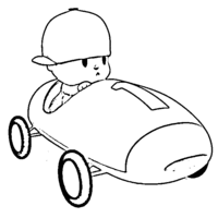 Desenho de Pocoyo no carro de corrida para colorir