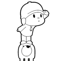 Desenho de Pocoyo observando horizonte para colorir