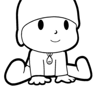 Desenho de Pocoyo sentado para colorir