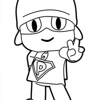 Desenho de Pocoyo super-herói para colorir