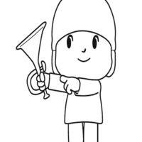 Desenho de Pocoyo tocando corneta para colorir