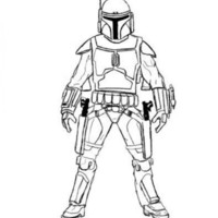 Desenho de Armadura de Boda Fett para colorir