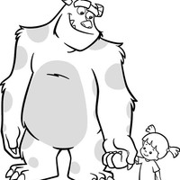 Desenho de Boo e Sullivan de mãos dadas para colorir