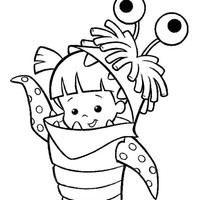 Desenho de Boo vestida de monstro para colorir