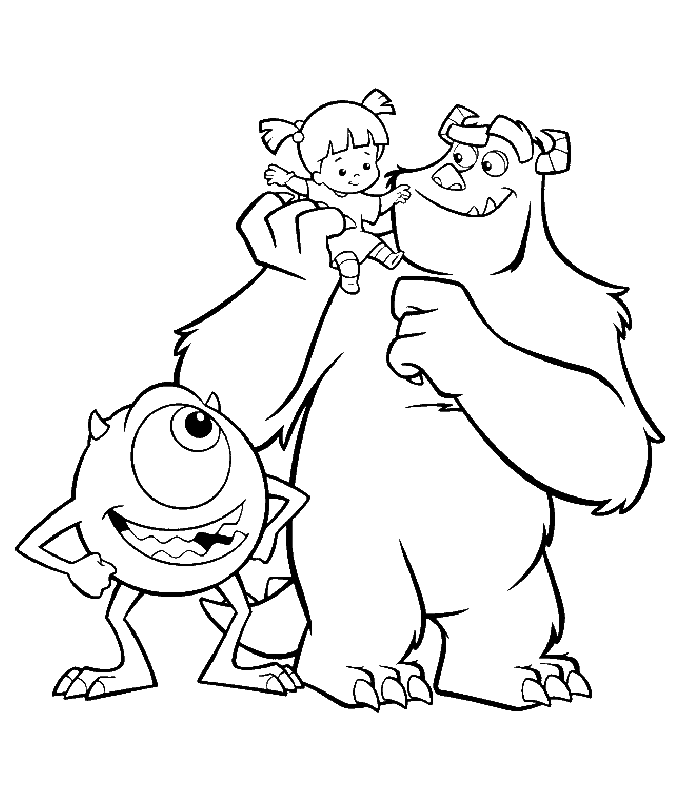 Desenho de Mike, Sullivan e Boo para colorir - Tudodesenhos